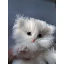 Котёнок вязаный, пушистый, белый Пушок