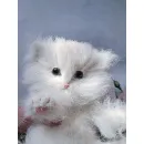 Котёнок вязаный, пушистый, белый Пушок