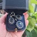 Комплект серьги и кулон из натурального камня "Лабрадор"