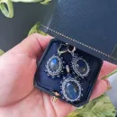 Комплект серьги и кулон из натурального камня "Лабрадор"