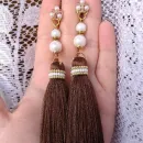 Серьги-кисти "Пломбир и корица"