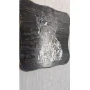 Панно из массива дерева сосна, структурная паста, под лаком. Черное, арт объект профиль лица девушки