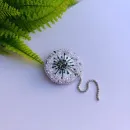 Брошь Одуванчик белый с зелёной серединкой