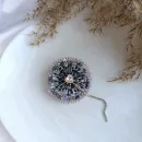 Брошь Одуванчик серый с розовым