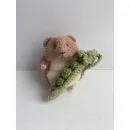 Уютный хомяк из мохера со стручком горошка мягкая игрушка ручной работы
