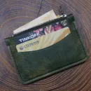 Картхолдер на молнии из натуральной кожи, ручная работа