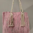 Сумка шопер из хлопка розовый. Ручное ткачество.