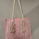 Сумка шопер из хлопка розовый. Ручное ткачество.