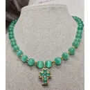 Бусы кошачий глаз с крестиком