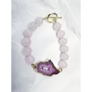 Браслет из розового кварца с друзой