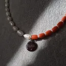 Бусы из речного жемчуга и запеченного коралла с кулоном "Инь-Янь" серебро 925, браслет в подарок при покупке в течении 3х дней