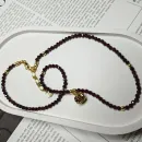 Комплект: бусы из натурального граненого граната и подвески с гранатом под золото, серьги с гранатом