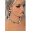 Жгут-колье "Дракон" и серьги бублики ручной работы.