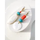 Асимметричные серьги «Тенерифе» из турквенита, коралла и белого перламутра