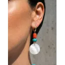 Асимметричные серьги «Тенерифе» из турквенита, коралла и белого перламутра