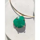 Колье-чокер с кулоном из натурального малахита ручной работы | Стильное колье с малахитовым кулоном