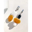 Асимметричные серьги с симбирцитом, белым и черным агатом ручной работы | Серьги в стиле геометрия с натуральными камнями