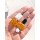 Асимметричные серьги с симбирцитом, белым и черным агатом ручной работы | Серьги в стиле геометрия с натуральными камнями