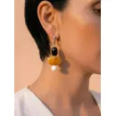 Асимметричные серьги с симбирцитом, белым и черным агатом ручной работы | Серьги в стиле геометрия с натуральными камнями