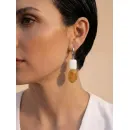 Асимметричные серьги с симбирцитом, белым и черным агатом ручной работы | Серьги в стиле геометрия с натуральными камнями