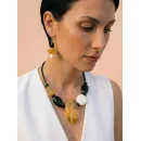 Колье ручной работы с ульяновским симбирцитом, агатом и цитрином | Авторское колье из натуральных камней