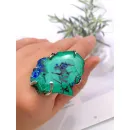 Крупное кольцо с натуральным малахитом ручной работы, безразмерное