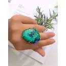 Крупное кольцо с натуральным малахитом ручной работы, безразмерное