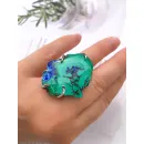 Крупное кольцо с натуральным малахитом ручной работы, безразмерное