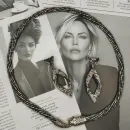 Жгут "Стильная змейка" и серьги листики ручной работы.