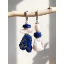 Асимметричные серьги с азуритом, премиальным барочным жемчугом и лазуритом ручной работы