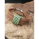 Браслет мужской кожаный с керамической бусиной