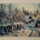 Картина вышитая крестом "Зима в русской деревне"