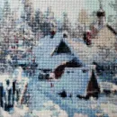 Картина вышитая крестом "Зима в русской деревне"