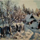 Картина вышитая крестом "Зима в русской деревне"