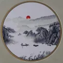 Картина вышитая крестом "Зимний восточный пейзаж"