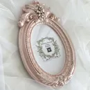 Фоторамка, розовая, с вышивкой из кристаллов