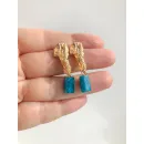 Серьги гвоздики с апатитом ручной работы, позолота