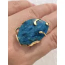 Кольцо с апатитом | Безразмерное женское кольцо ручной работы с апатитом, позолота