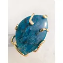 Кольцо с апатитом | Безразмерное женское кольцо ручной работы с апатитом, позолота