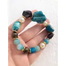 Браслет с апатитом, гранатом, агатом, жемчугом