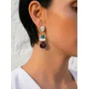 Серьги с гранатом, апатитом и барочным жемчугом
