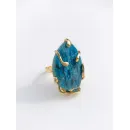 Кольцо с апатитом | Безразмерное женское кольцо ручной работы с апатитом, позолота