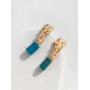 Серьги гвоздики с апатитом ручной работы, позолота