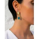 Серьги гвоздики с апатитом ручной работы, позолота