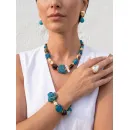 Колье из микса апатита, граната, агата, бронзита, лэмпворк, натурального и искусственного жемчуга