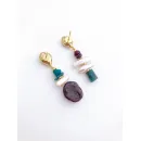 Серьги с гранатом, апатитом и барочным жемчугом