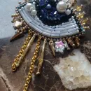 Брошь из бисера глаз. Брошка булавка бижутерия на пиджак, пальто, свитер, платье.