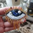 Брошь из бисера глаз. Брошка булавка бижутерия на пиджак, пальто, свитер, платье.