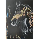 Картина лошадь черная с золотом