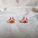 Серьги пусеты и жемчугом и биконусами Сваровски